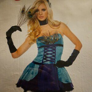 Peacock Mardigras Elegant Halloween Dress Costume MEDIUM